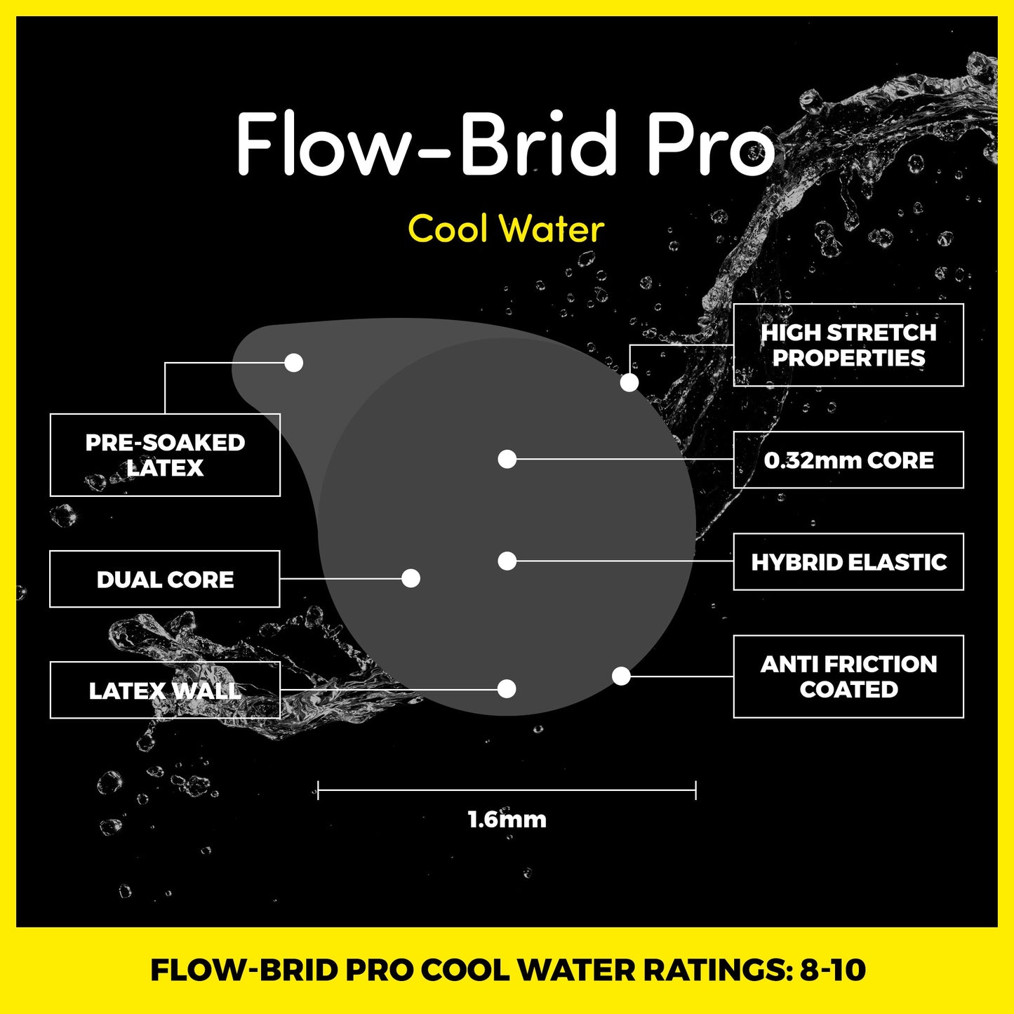 Flow - Brid PRO - COOL WATER - GREY 6 - 10 - Elasto Tackle